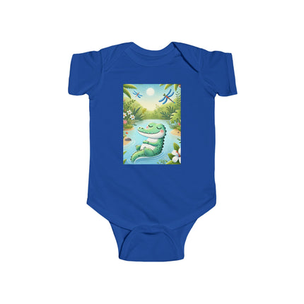 Tranquil River Dream Baby Bodysuit – Crocodile Jungle Serenity Design