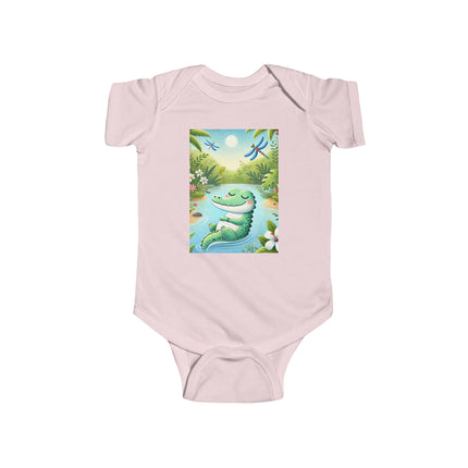 Tranquil River Dream Baby Bodysuit – Crocodile Jungle Serenity Design