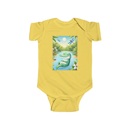 Tranquil River Dream Baby Bodysuit – Crocodile Jungle Serenity Design