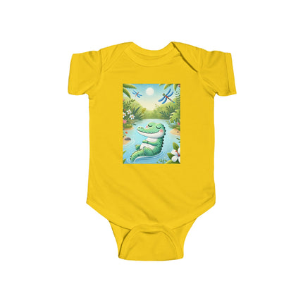 Tranquil River Dream Baby Bodysuit – Crocodile Jungle Serenity Design
