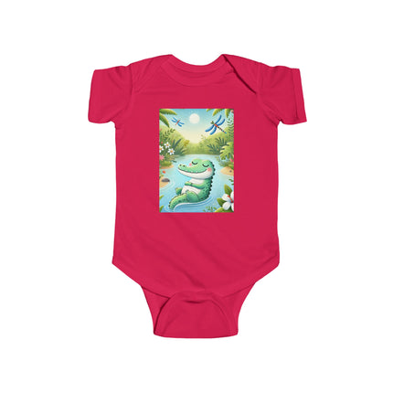 Tranquil River Dream Baby Bodysuit – Crocodile Jungle Serenity Design