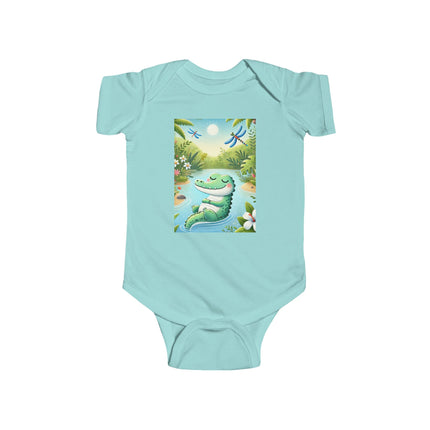 Tranquil River Dream Baby Bodysuit – Crocodile Jungle Serenity Design