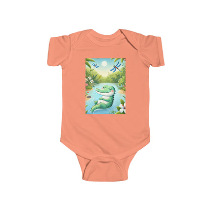 Tranquil River Dream Baby Bodysuit – Crocodile Jungle Serenity Design