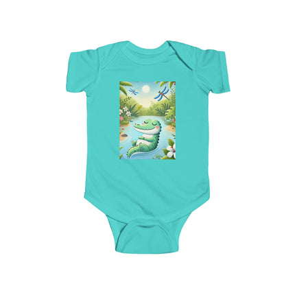 Tranquil River Dream Baby Bodysuit – Crocodile Jungle Serenity Design