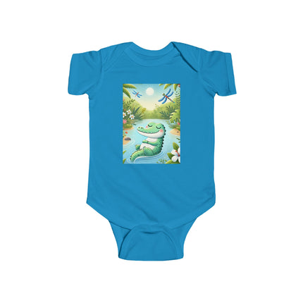 Tranquil River Dream Baby Bodysuit – Crocodile Jungle Serenity Design