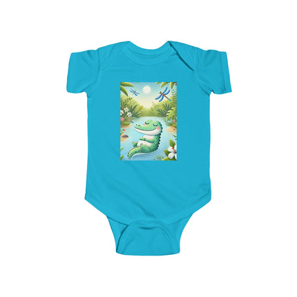 Tranquil River Dream Baby Bodysuit – Crocodile Jungle Serenity Design