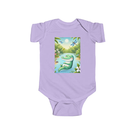 Tranquil River Dream Baby Bodysuit – Crocodile Jungle Serenity Design