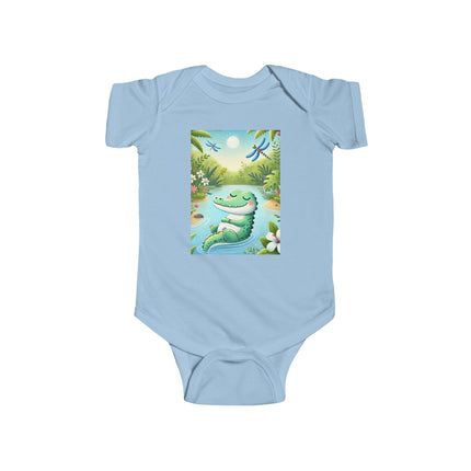 Tranquil River Dream Baby Bodysuit – Crocodile Jungle Serenity Design