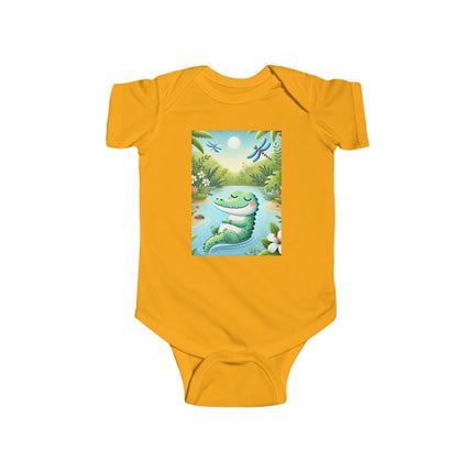 Tranquil River Dream Baby Bodysuit – Crocodile Jungle Serenity Design