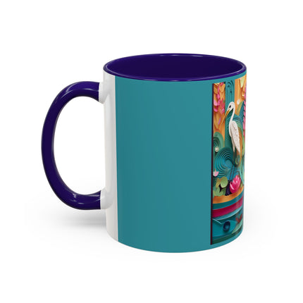 Elegant Egret Oasis Colorful Mugs (11oz, 15oz)