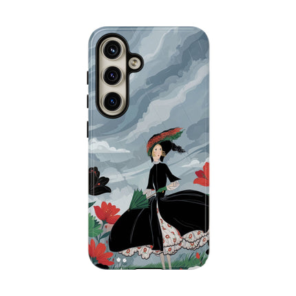 🌧️🌺 The Stormy Flower Walk Phone Case – Art Deco Floral Fashion
