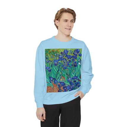 Irises by Vincent Van Gogh Unisex Garment-Dyed Sweatshirt