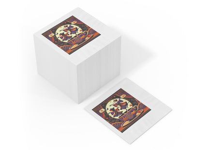 Theatrical Halloween Kabuki Mice White Coined Napkins