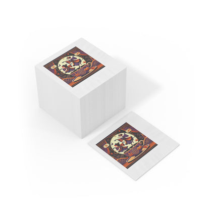 Theatrical Halloween Kabuki Mice White Coined Napkins