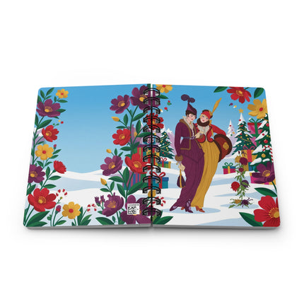 🌺🎄 The Christmas Flower Companions Spiral Notebook – Art Deco Holiday Fantasy
