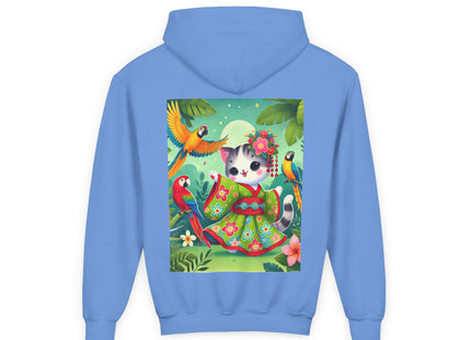 Parrot Dance of the Geisha Kitten Youth Heavy Blend Hooded Sweatshirt