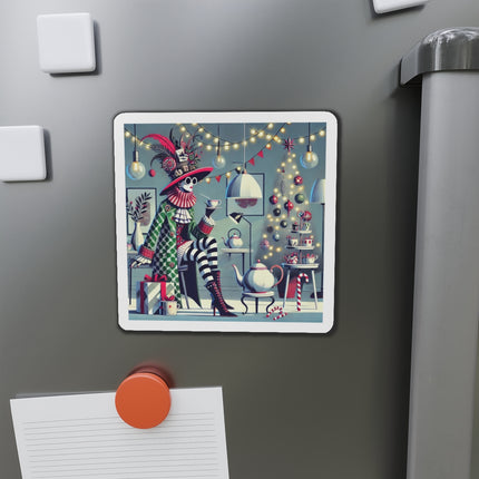 Whimsical Christmas Tea Party Die-Cut Magnets (5 Sizes)