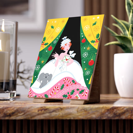 💌🎄 The Christmas Letter Of Holly House Ceramic Tile – Art Deco Holiday Whimsy