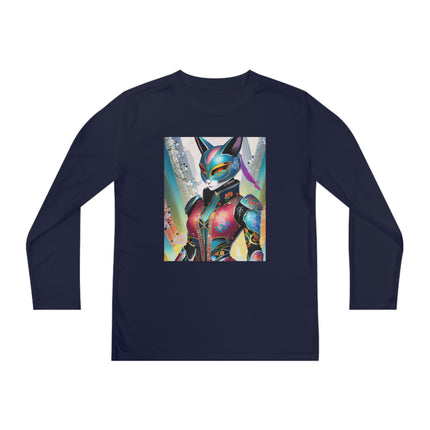 Cyberpunk Chic Youth Long Sleeve Competitor Tee – Holographic Style & Futuristic Adventure