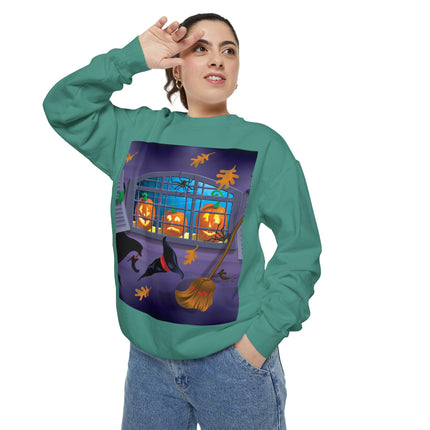 Whimsical Halloween Mischief Unisex Garment-Dyed Sweatshirt