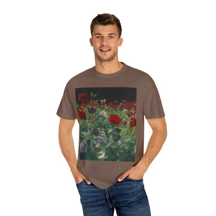 Poppies (A Study of Poppies for Carnation, Lily, Lily, Rose) by John Singer Sargent Unisex Garment-Dyed T-shirt