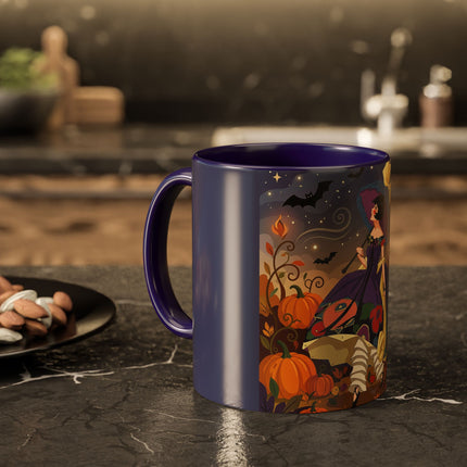 🌙🎃 The Moonlit Garden Walk Colorful Mug – Elegant Halloween Charm