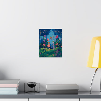 🦋🌷 The Secret Flower Forest Matte Vertical Poster – Art Deco Botanical Whimsy