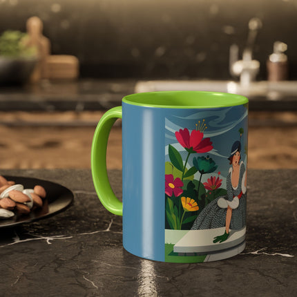 The Lady Of The Secret Garden Colorful Mugs – Art Deco Botanical Elegance