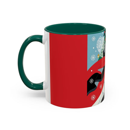 ❤️ The Lady Of The Crimson Scarf Colorful Mug – Art Deco Christmas Elegance