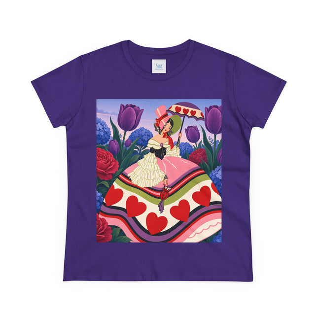 ❤️☂️ The Heart Parasol Promenade Cotton Tee – Art Deco Floral Romance