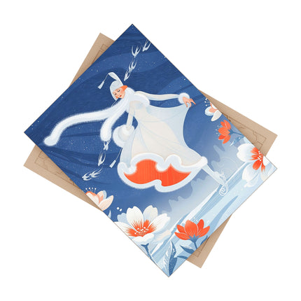 ❄️⛸️ The Winter Ice Dancer Ceramic Tile – Art Deco Winter Elegance