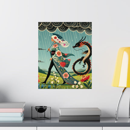 🐉🧚 The Dragon Fairy's Stride Matte Vertical Poster – Strength, Grace & Stormbound Magic