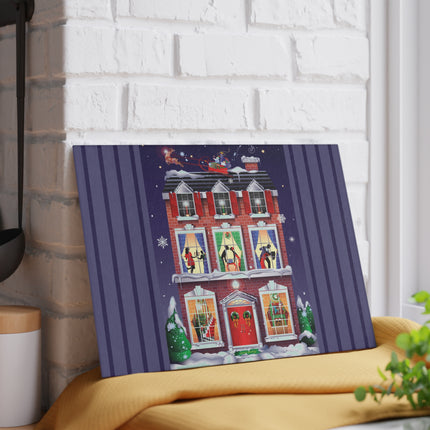 A Christmas Eve Celebration Glass Cutting Board