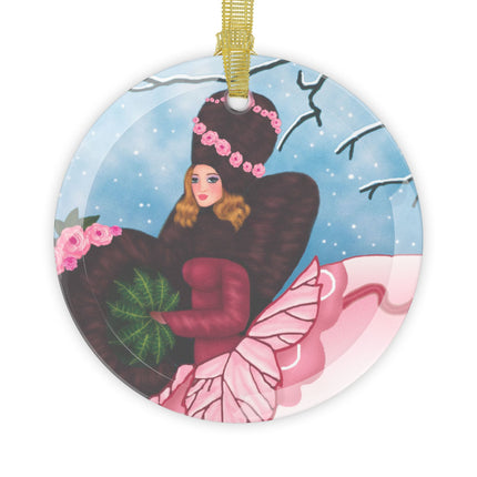 Winter Rose Empress Glass Ornament