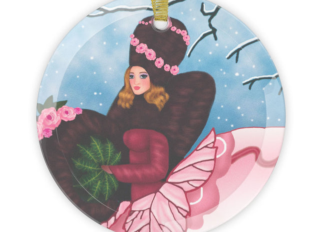 Winter Rose Empress Glass Ornament