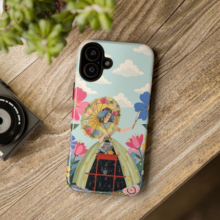 🌸🪞 The Floral Parasol Reflection Phone Case – Art Deco Garden Fantasy