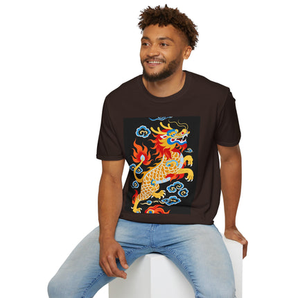 🐅🔥 The Golden Fire Tiger Softstyle T-Shirt – Celestial Flames & Eastern Fantasy
