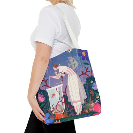 🐠🌸 The Lady Of The Enchanted Aquarium Tote Bag – Art Deco Garden Fantasy