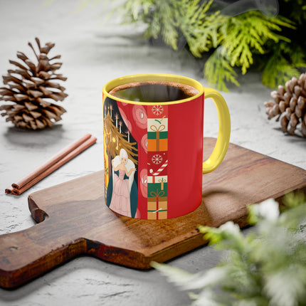 ❤️ The Lady Of The Candlelit Christmas Alcove Colorful Mug – Art Deco Holiday Elegance