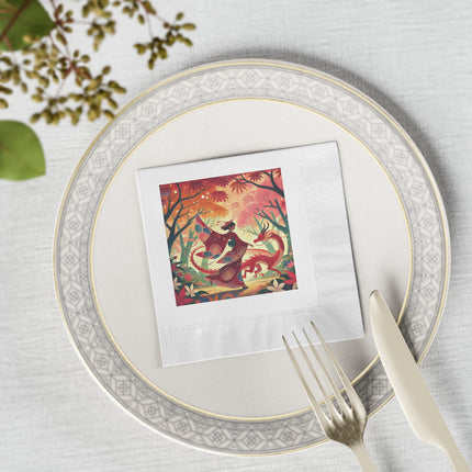 The Dragon Fairy’s Dance White Coined Napkins