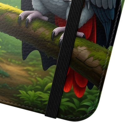🪶🌲 The African Grey Sentinel Flip Case – Quiet Strength & Woodland Adventure