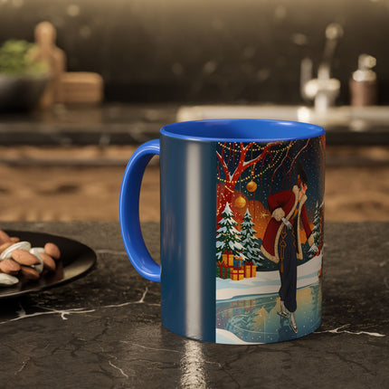 ⛸️🎄 The Christmas Skating Pavilion Colorful Mug – Art Deco Holiday Fantasy