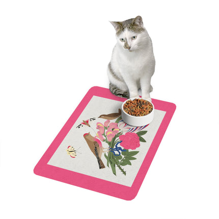 Finch & Wren Garden Harmony Pet Food Mat – Pink Blossom Serenade