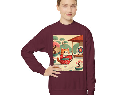 Archer Kitten in the Zen Garden Youth Crewneck Sweatshirt