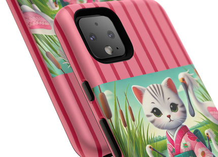 Geisha Kitten Strolls Among the Spoonbills Phone Cases