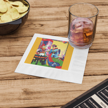 A Timeless Journey by Umberto Brunelleschi White Coined Napkins