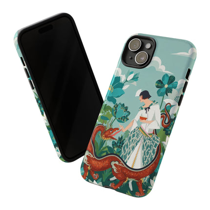 🐉🌿 The Dragon Keeper Phone Case – Art Deco Floral Fantasy