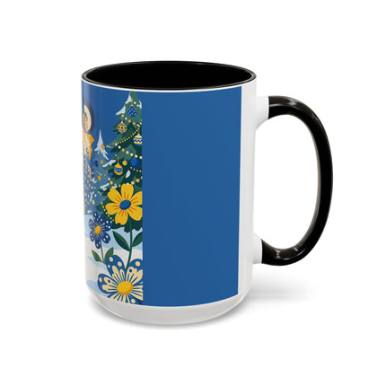 💙🌼 The Bluebell Christmas Promenade Colorful Mug – Art Deco Holiday Fantasy