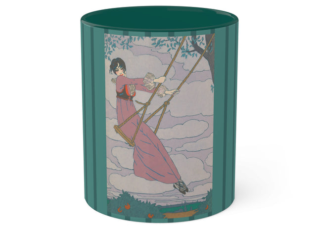 La balançoire by Georges Lepape Colorful Mugs, 11oz