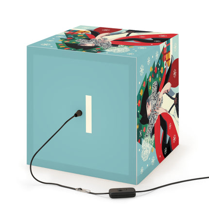 ❤️ The Lady Of The Crimson Scarf Light Cube Lamp – Art Deco Christmas Elegance
